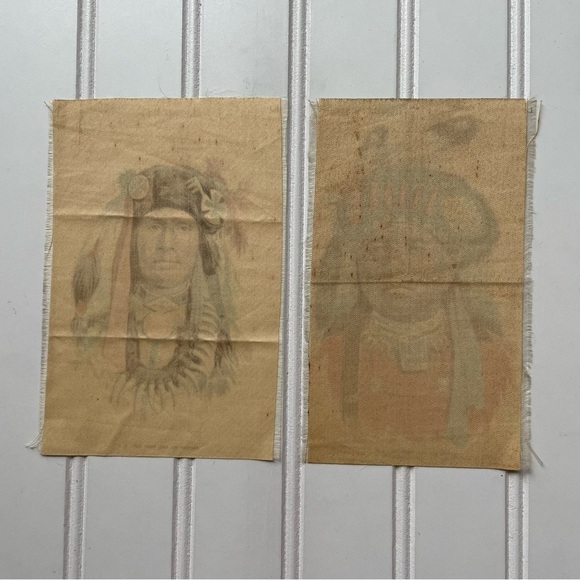 1910 TOKIO CIGARETTES Native American INDIAN CHIEFS SILKS Set Of 2 Antique Art - Picture 2 of 11
